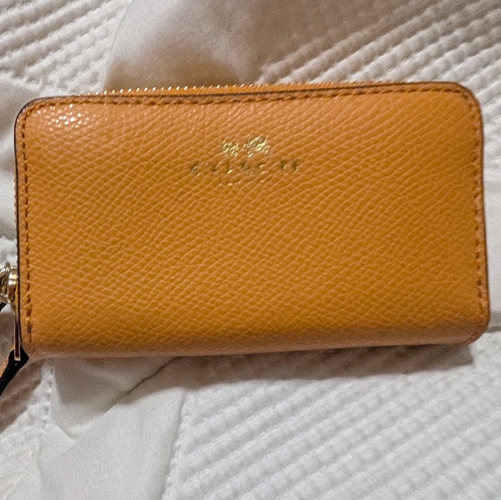 Coach Zip-Around Leather Wallet in Mustard